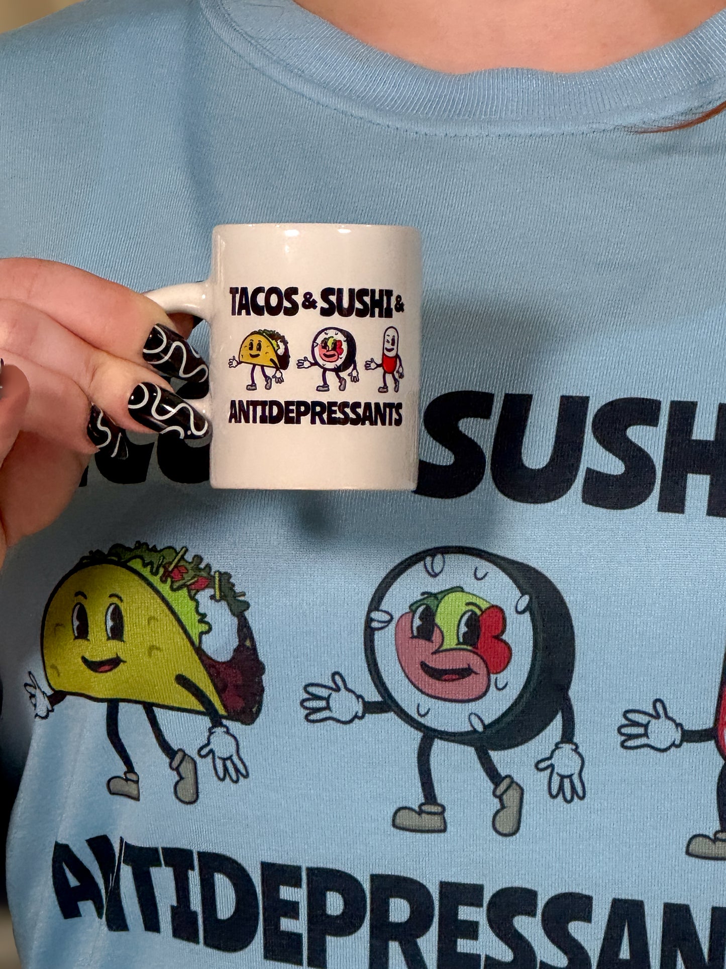 2pc - Tacos And Sushi And Antidepressants Espresso Mug