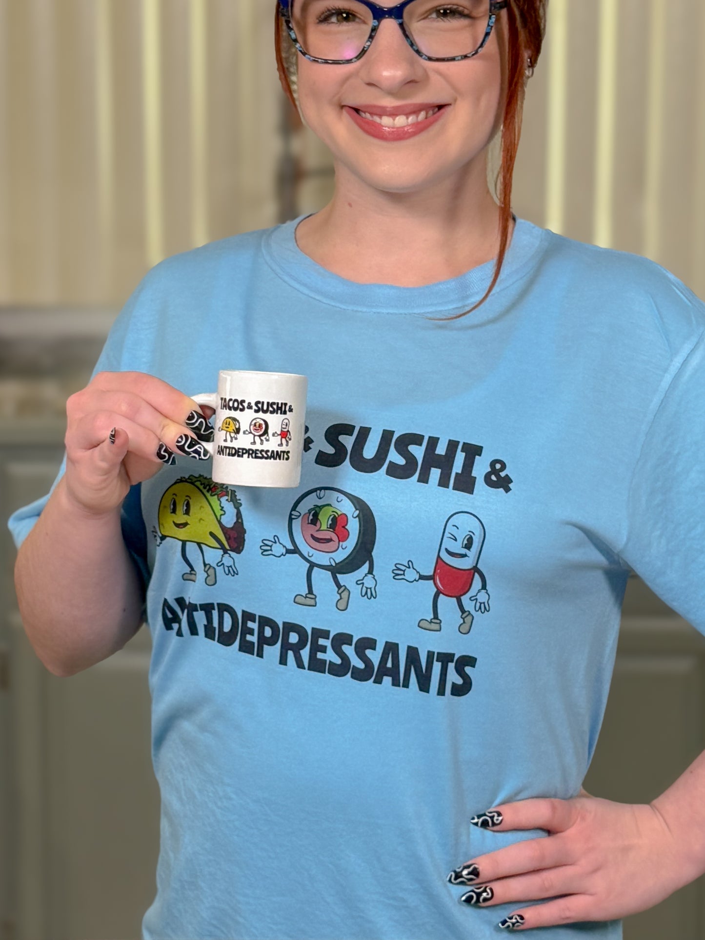 2pc - Tacos And Sushi And Antidepressants Espresso Mug