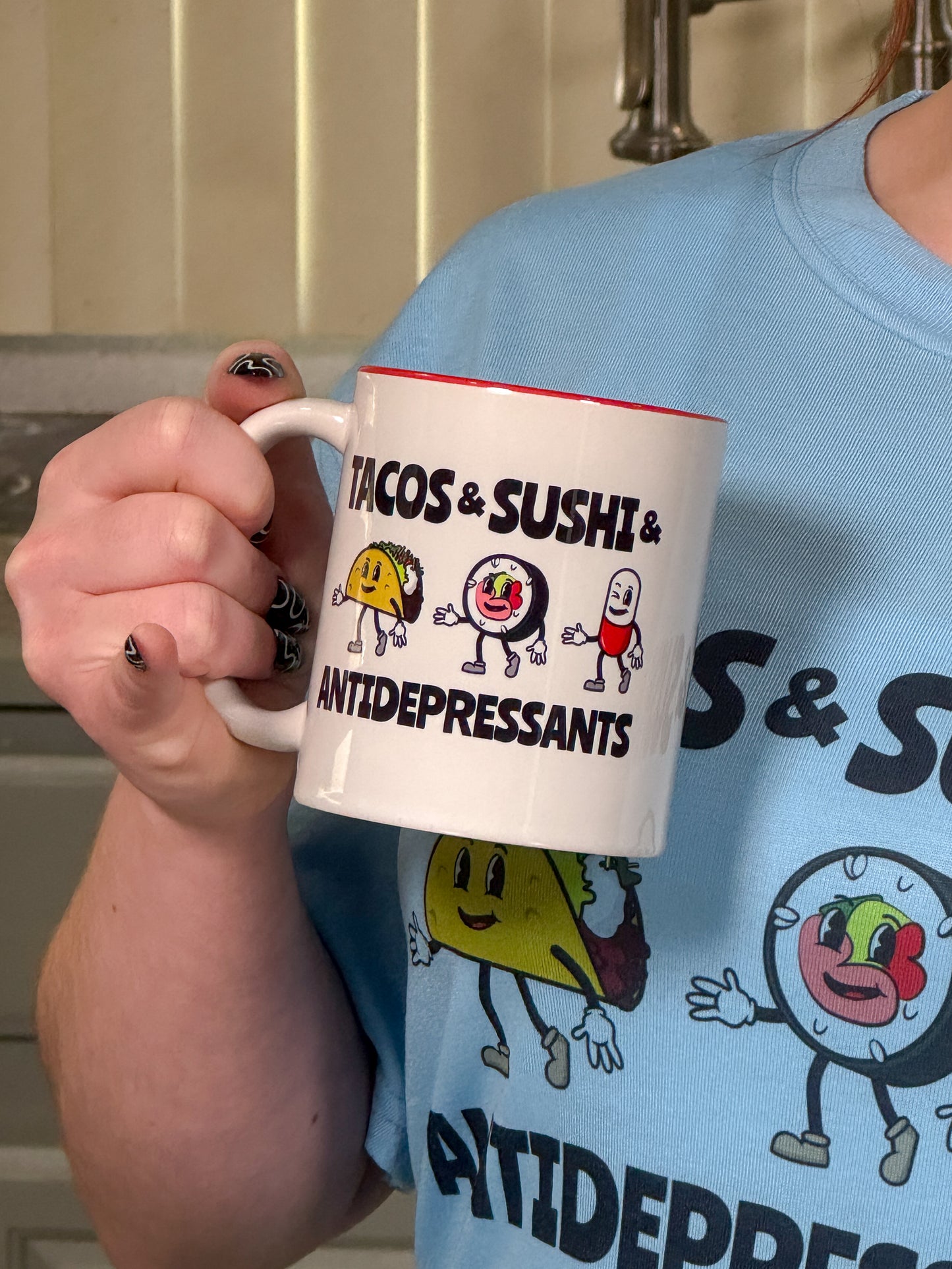 Tacos And Sushi And Antidepressants Coffee Mug